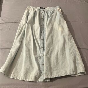 Heart Soul Light Blue Button-Front A-Line Skirt